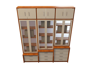 3d中式书柜模型