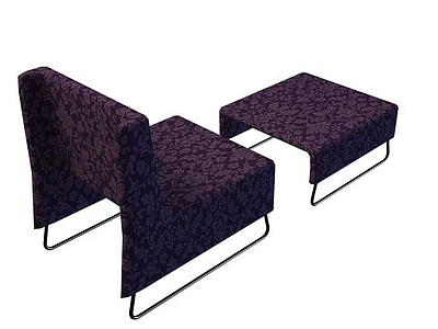 3d紫色印花沙发椅免费模型