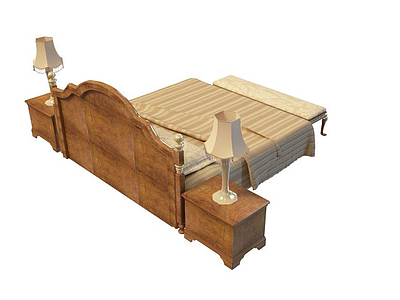 3d精品实木欧式双人床免费模型
