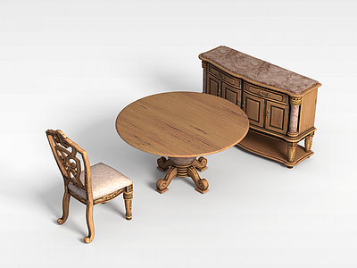 3d中式桌椅组合模型