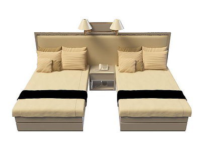 3d高档酒店床免费模型