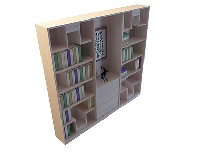 简约书柜模型3d模型