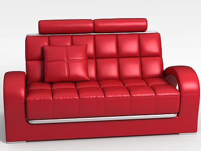 3d红色双人椅模型