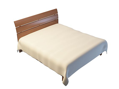 3d简约实木双人床免费模型