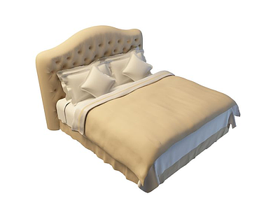 3d欧式软包双人床免费模型