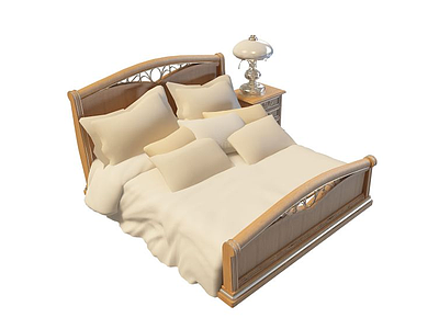 3d实木床免费模型