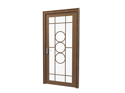 3d木框玻璃门模型