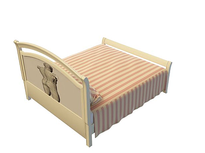 3d儿童实木双人床免费模型