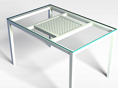 3d现代玻璃台面桌模型