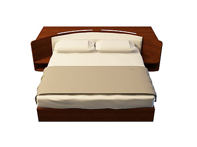 3d中式储物双人床免费模型