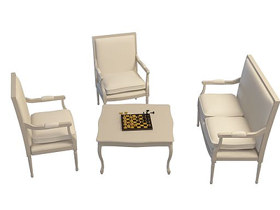 3d现代客厅桌椅组合模型
