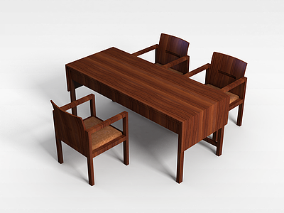3d实木会议桌椅模型
