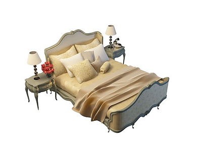3d欧式高档双人床免费模型