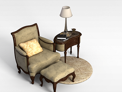 3d沙发桌椅组合模型
