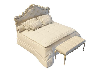 3d豪华法式双人床免费模型