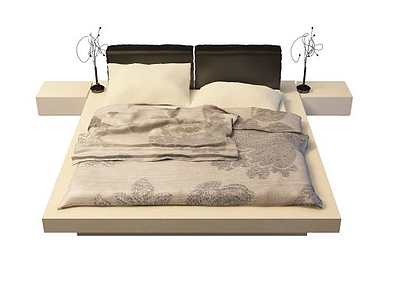 3d时尚软垫床免费模型