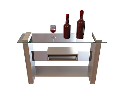 3d玻璃台面红酒桌模型