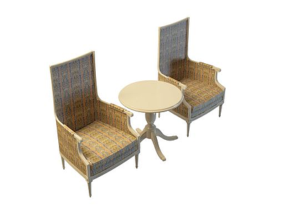 3d布艺桌椅组合免费模型