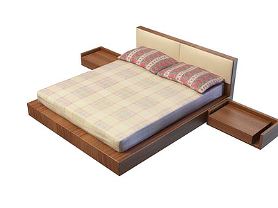 3d厚床垫双人床免费模型