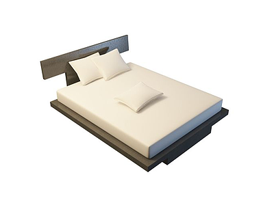 3d酒店商务双人床免费模型