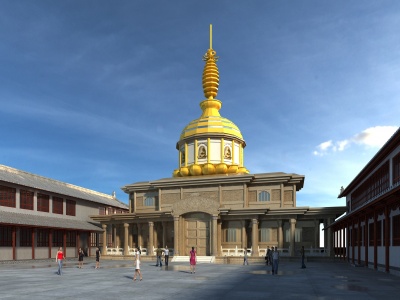 3d寺院建筑模型