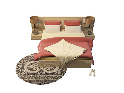 3d豪华酒店双人床免费模型