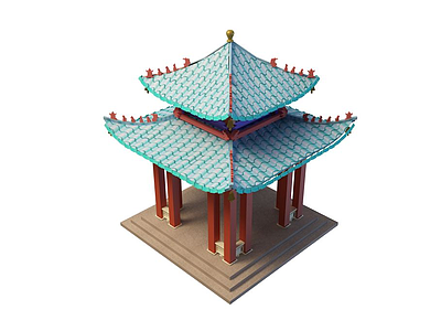 中式凉亭模型3d模型