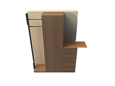 3d中式原木衣柜模型