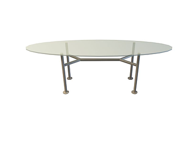 3d椭圆形玻璃台面桌免费模型