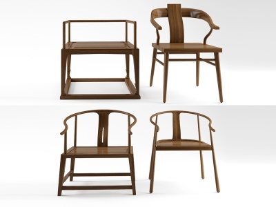 3d新中式实木圈椅模型