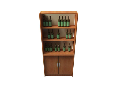 3d简易实木酒柜免费模型
