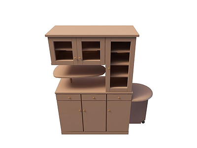 3d现代实木玄关柜模型