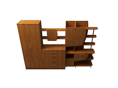 3d客厅实木柜子模型
