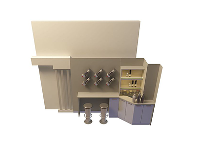 现代客厅酒柜模型3d模型