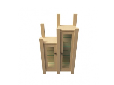 3d现代原木酒柜模型