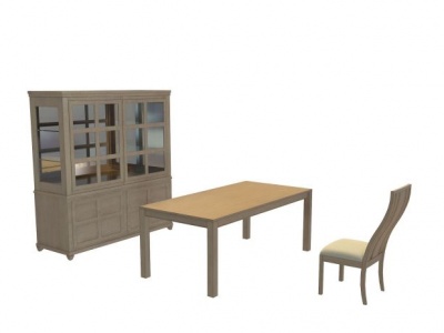 简约书房桌椅模型3d模型