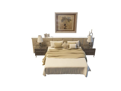 3d高档欧式风格双人床免费模型