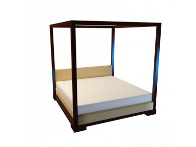 3d中式双人床免费模型