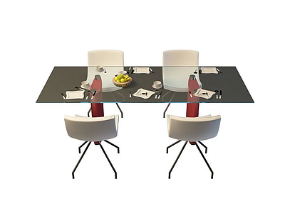 3d客厅四人餐桌椅免费模型