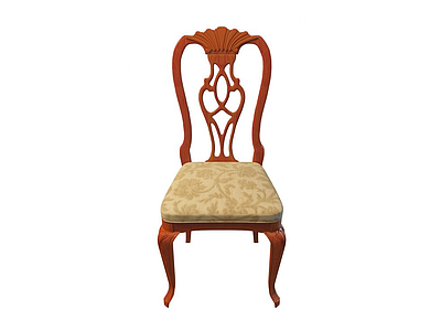 实木高背椅模型3d模型