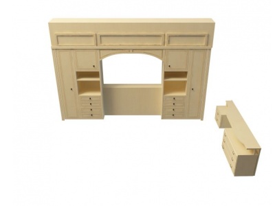 3d客厅实木电视柜组合模型
