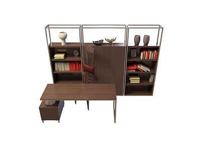 3d书房书柜免费模型