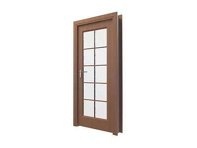 3d木框玻璃门模型