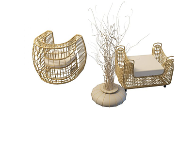 藤椅模型3d模型