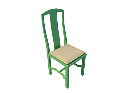 3d绿色实木餐椅模型