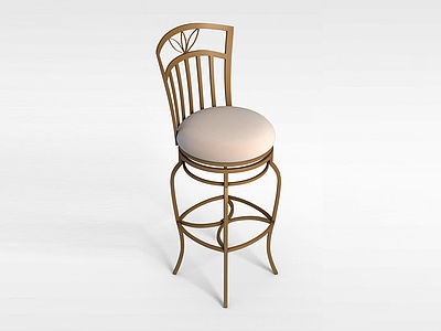 3d欧式实木吧椅模型