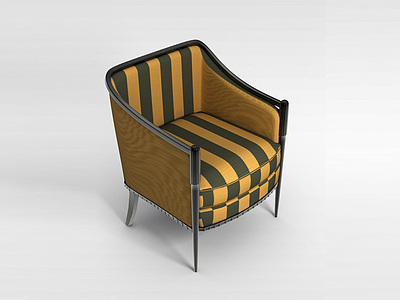 3d古典布艺沙发椅模型