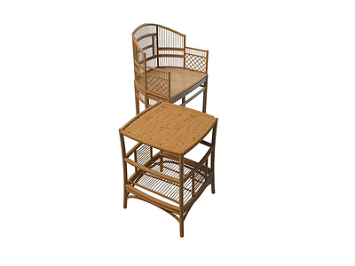 3d田园实木椅免费模型