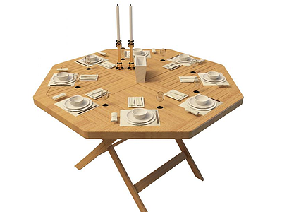 3d酒杯餐桌免费模型