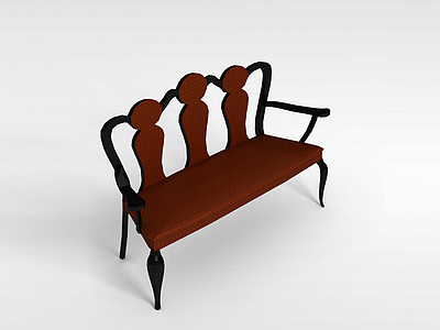 3d实木软座长椅模型